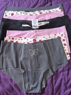 PINK Victoria's Secret Pink, Black, Floral & Gray Cheeky Panty Set (6 Pack)
